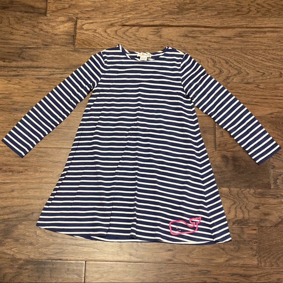 Medium Girls Vineyard Vines Navy Stripe Dress - Picture 1 of 4